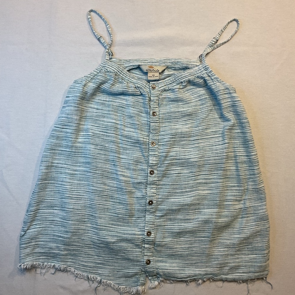 Bob‎ Timberlake Blue/Black Stripe Adjustible Strap Top, Size XS Distressed Hem